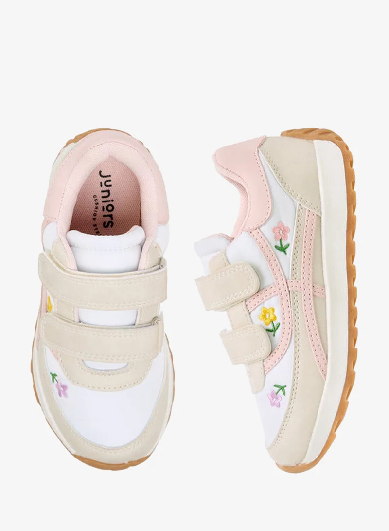 JUNIORS Girls Floral Embroidered Sneakers